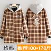 Mono con capucha y forro polar de moda para mujer, ropa exterior de estilo coreano, chaqueta para exteriores, delantal, ropa de trabajo gruesa de manga larga para adultos con estampado
