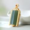 Colar de clavícula banhado a ouro e prata esterlina incrustado jade fumaça roxo jade retrô all-match estilo étnico feminino elegante colar pingente