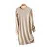 Vestido de punto para mujer con cuello redondo 100% lana pura, suelto, talla grande, falda suéter, nuevo para otoño e invierno, aspecto adelgazante, para usar debajo