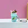 Llavero Colgante Creativo de Taza de Té con Leche y Helado de Dibujos Animados Regalo de Sorteo Infantil Bolsas de Regalo Adornos para Llavero de Coche