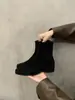 Botas pretas curtas, botas femininas, botas finas estilo francês, nova coleção outono/inverno, botas de montaria em camurça de cano longo, botas estilo Martin Chanel