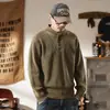 Suéter estiloso de alta qualidade estilo americano, resistente, com gola Henry para homens, novo suéter de tricô base quente retrô para outono e inverno de 2026 para homens