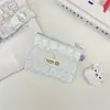 65221 Bolsa de Armazenamento Acolchoada Listrada Rosa com Borda de Coração de Renda, Necessaire para Material Escolar e Itens Diversos, Porta-Moedas