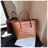 Bolsa de mano tejida nueva de primavera 2026 Bolsa con nudo de bambú Bolso de mano simple vintage Bolsa de compras de gran capacidad Bolsa tejida
