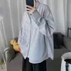 Nova camisa listrada de manga comprida para primavera e outono de 2026 para adolescentes, versátil, modelagem solta, casual, estilo retrô, peça de outer wear da moda