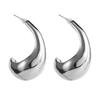 Aretes semicírculo creciente huecos transfronterizos de Europa y Estados Unidos aretes de pasador plateados viento frío suave temperamento de moda aretes de alta gama