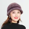 Nuevo Sombrero de Pescador Tejido para Señoras de Mediana Edad y Mayores de Exterior con Forro de Terciopelo para Mantener el Calor y la Moda Otoño e Invierno Sombreros para Madres y Tías Venta al por Mayor