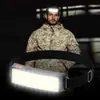 Linterna frontal LED recargable por USB, luz fuerte, reflector, luz para correr, ligera, batería integrada, transfronteriza, nuevo, Cob