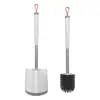 Cepillo de Inodoro Sobon para Limpieza del Baño del Hogar, Cepillo de Inodoro de Silicona con Mango Largo, Cepillo de Cerdas Suaves, Base de Piso, Limpiador de Inodoro Montado en Pared