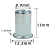 Tuerca remachable Cabeza plana Patrón vertical Moleteada Zinc plateado Tuerca remachable Agujero pasante Tapa de tracción Tuerca de tracción Tirar M3M6M8