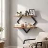 Estante de Almacenamiento de Hierro Forjado con Forma de Diamante y Madera Maciza para Montar en la Pared, Estante Decorativo de Pared, Estante para Exhibir Libros y Plantas en la Sala de Estar, Hecho a Medida Según Sus Dibujos