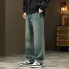 Pantalones vaqueros casuales nuevos de primavera y otoño para hombre, pierna recta holgada, estilo urbano retro moderno, versátiles, de pierna ancha para hombre