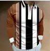 Outono 2024 Novo Exportação Transfronteiriça Masculino 3D Estampado Cor Sólida Casual Zíper Manga Longa Camisa Polo Camisa Paul