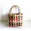 Bolsa de Cesta Pequeña Tejida Color Viento Bolsa Cuadrada Cesta Portátil para Verduras Bolso de Hombro Combinación para Picnic y Fotos Bolso de Playa