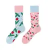 Meias Longas de Algodão Jacquard Cartoon Criativas Nova Tendência Outono/Inverno Estilo Casal Asimétricas Personalidade da Moda