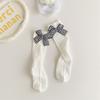 Calcetines para niños, calcetines de tubo medio, calcetines Lolita para niñas, calcetines finos de primavera y verano estilo coreano JK con lazo y flores para niñas