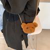 Bolso bandolera con cabeza de oso de dibujos animados para mujer, bolso de peluche, bolso de hombro sencillo, bolso pequeño con forma de corazón para estudiante.