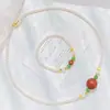 Pulsera y Collar Vintage de Alta Calidad con Sándalo Natural, Cristal Artificial y Perlas Swarovski