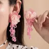 Pendientes Súper de Hada con Borlas Florales, Pendientes Frescos y Elegantes Estilo Bosque, Pendientes de Nicho de Gama Alta al por Mayor para Mujeres
