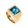 Fabricantes Haiteng jewelry anillo de acero de titanio con gema cabeza cuadrada de gema multicolor anillo para hombre venta directa por lotes