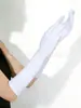 Guantes de Seda de Leche de Longitud Media de 45 cm para Mujer de Halloween, Guantes de Color Sólido Lisos Elásticos Especiales para Fotografía de Vestido de Gala para Banquetes