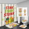 Cortina de Chuveiro Grinch de Natal Tapete de Chão para Casa Conjunto de Quatro Peças para Banheiro Divisória de Separação Seca e Úmida Cortina de Chuveiro Cortina de Chuveiro à Prova d'Água