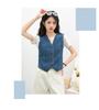 Chaleco de Mezclilla para Mujer 2025 Nuevo Estilo Veraniego Chaleco Camisa de Capas Azul Elegante Ropa de Trabajo Chaqueta sin Mangas Moderna