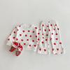 Traje para Niñas Estilo Coreano Niños de Talla Pequeña y Mediana 2025 Otoño Nuevo Estampado de Corazón Bebé Niña Princesa Conjunto de Dos Piezas para Niños