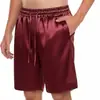 Shorts de Casa de Hielo de Seda de Verano, Caída Suave, Transpirables, de Secado Rápido, Delgados, Brillantes, Color Sólido, Shorts para Vacaciones en la Playa para Hombres y Mujeres