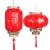 6# Venda Direta Exterior À Prova D'água Estilo Chinês Publicidade Lanternas Vermelhas Grandes Estilo Antigo Decoração de Hotel Lanternas de Melão de Inverno Lanternas de Pele de Ovelha