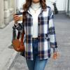 Exportação Transfronteiriça Roupa Europeia e Americana Jaqueta Outono e Inverno 2025 Cardigan Xadrez Vermelho Engrossado Top Externo Amazon
