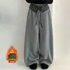 Pantalones Anchos Holgados para Niñas Otoño e Invierno Cintura Alta Caída Casual Largos Niños Medianos y Grandes Estilo Coreano Cintura a Cuadros Pantalones de Chándal Forrados de Polar
