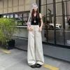 Jeans Laranja Jovem#Simples Casual de Cintura Alta Wide Leg Feminino Solto Emagrecimento Esconde Defeitos Caimento Fluido Moda Versátil Calça de Comprimento Total