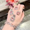 Pulsera Venecia Princesa Polvo Arcoíris Gema Guifei Wai Chapado en Diamante Oro de 18K Morgan Polvo Geométrico Zircón Aretes