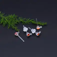 树脂防过敏有吊钻杯镶锆石耳针彩色耳钉带吊耳饰厂家直销新款上市