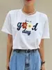 Camiseta de Manga Corta Cuello Redondo Simple Transpirable Camiseta de Manga Corta Estampada Estilo Coreano Moda Femenina Casual Adecuada para el Verano