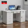 Escritorio de oficina para computadora de acero engrosado con un solo cajón, adecuado para médicos y trabajadores de finanzas, banco de trabajo y escritorio de escritura de acero inoxidable