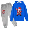 Transfronterizo 2025 Nueva Primavera y Otoño Nuevo Santa Claus Niños y Niñas Sudaderas con Capucha y Pantalones Deportivos de Dibujos Animados de Manga Larga Moderno