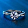 Anillo de diamantes Mosang para mujer, con brazo de torsión de viento frío, anillo de diamantes para pareja, ligero, de lujo, ajustable, anillo de bodas