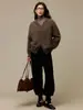 Cárdigan de lana con capucha holgado para mujer, otoño e invierno, chaqueta de punto gruesa holgada con doble cremallera, top suéter de lana cepillada para mujer