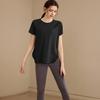 Ropa de yoga profesional, camiseta deportiva para mujer, holgada, para correr, fitness, manga corta, blusa de entrenamiento de pilates de alta calidad.