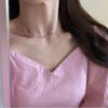 Collar con lazo de cuentas rosa dulce, diseño de nicho coreano, ligero, elegante, dulce y moderno, cadena de clavícula de alta calidad.
