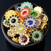 Hebilla de Flor de Girasol Diamante Pedrería Flor Corazón Flor 14mm Perla Cuentas Lazo Flor Disco Taladro Hebilla Accesorios para el Cabello Accesorios de Cuentas
