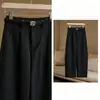 Pantalones nuevos de otoño de media luna, fluidos, resistentes a las arrugas, holgados, adelgazantes, versátiles, de pierna recta, estilo globo, pantalones casuales para mujer