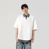 Nueva Camiseta de Verano 2025 para Hombre Falsa de Dos Piezas Serie Min Estilo Unisex Camiseta con Cuello Polo Tops para Hombre