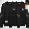 Sudadera con forro de polar para hombre, estilo otoño e invierno, cuello redondo, manga larga, corte holgado, top casual versátil, sin capucha
