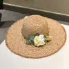 Sombrero de Sol para Niños de Primavera y Verano para Exteriores, Sombrero de Sol Grande, Ala a Prueba de Viento, Sombrero de Paja Raffia, Sombrero de Playa para Vacaciones en la Costa, Sombrero Tejido de Paja