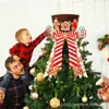 Topo de Árvore de Natal Novo Chapéu Homem de Gengibre Laço de Fita Estrela Chapéu Decoração de Natal Enfeite Pendurado
