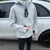 Chaqueta softshell para hombre, chaqueta impermeable y cortavientos de alta calidad para mujer, diseñada para uso en exteriores, con capucha tridimensional, gris claro