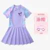 2026 Novo Estilo de Verão Roupa de Banho Infantil para Meninas Vestido de Banho Manga Curta Desenho Animado Tamanhos Pequeno, Médio e Grande Traje Infantil Secagem Rápida